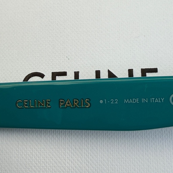 Celine MONOCHROMS 55mm Square Shiny Turquoise Smoke Green Sunglasses CL40249U - Picture 8 of 12